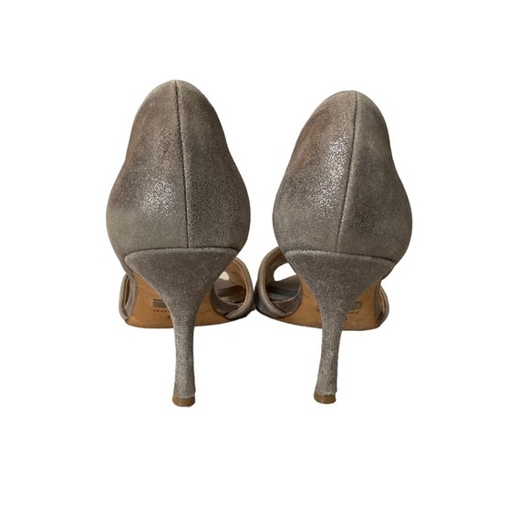 Badgley Mischa Grayish Taupe Peep Toe Dressy Heels W/Crystal Toe Detail - Picture 7 of 11